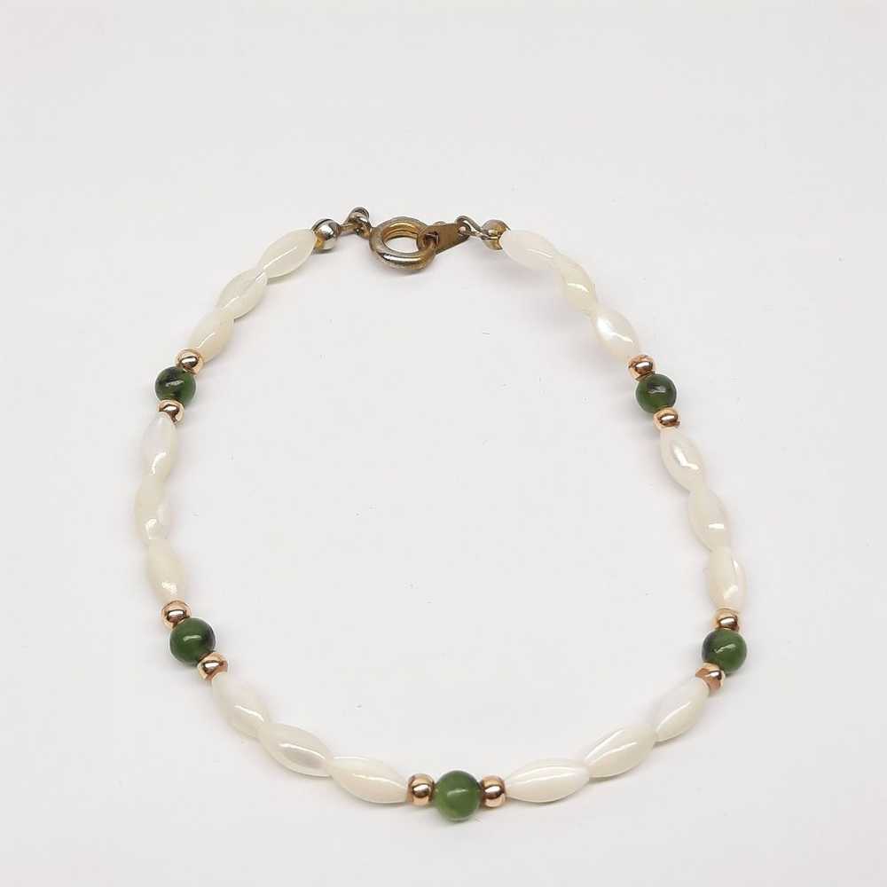 Jade mother of pearl vintage bracelet - image 3