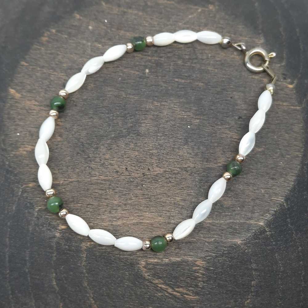 Jade mother of pearl vintage bracelet - image 4