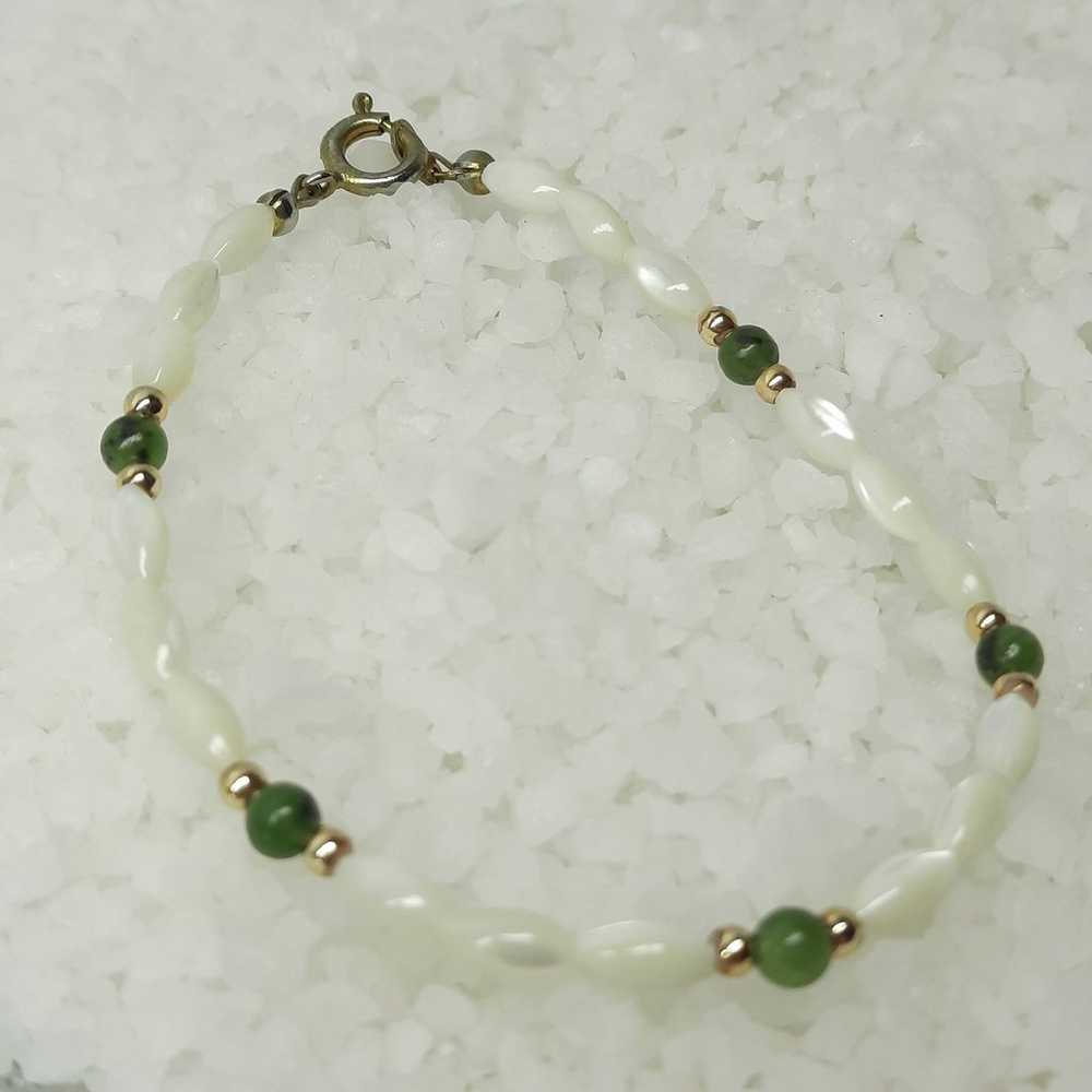 Jade mother of pearl vintage bracelet - image 5