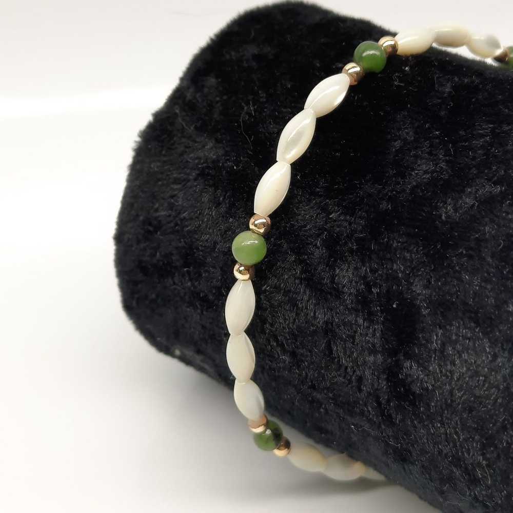 Jade mother of pearl vintage bracelet - image 6