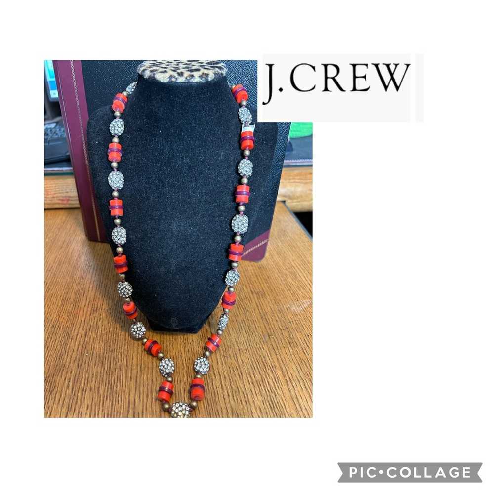 Vintage J.Crew Beaded necklace Rhinestone beads O… - image 1