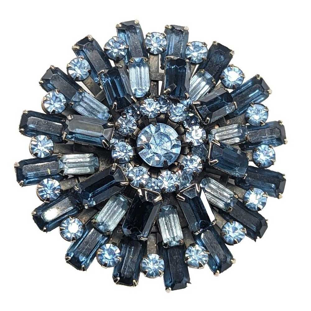 Vintage Blue Hues Round Baguette Rhinestone Layer… - image 1