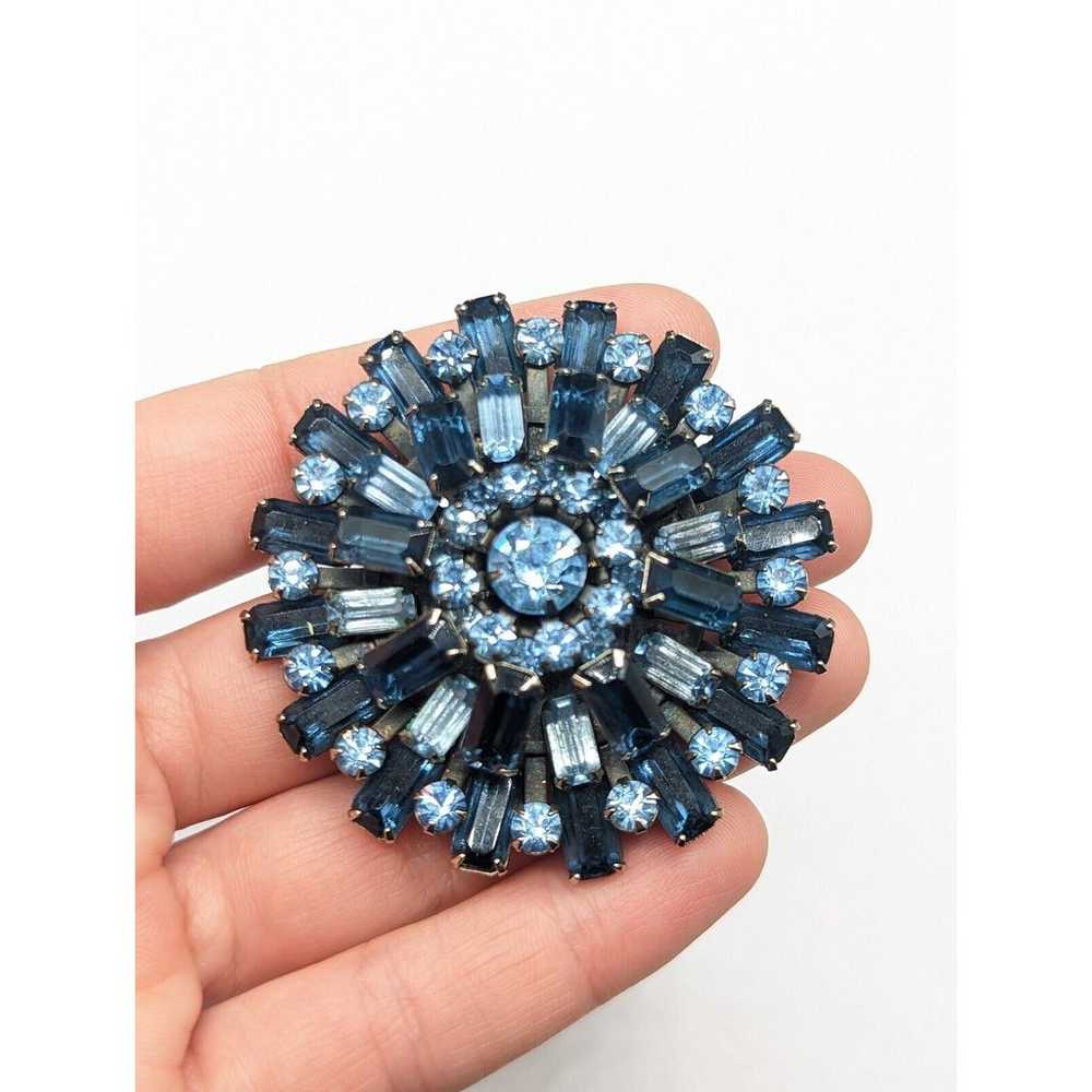 Vintage Blue Hues Round Baguette Rhinestone Layer… - image 2