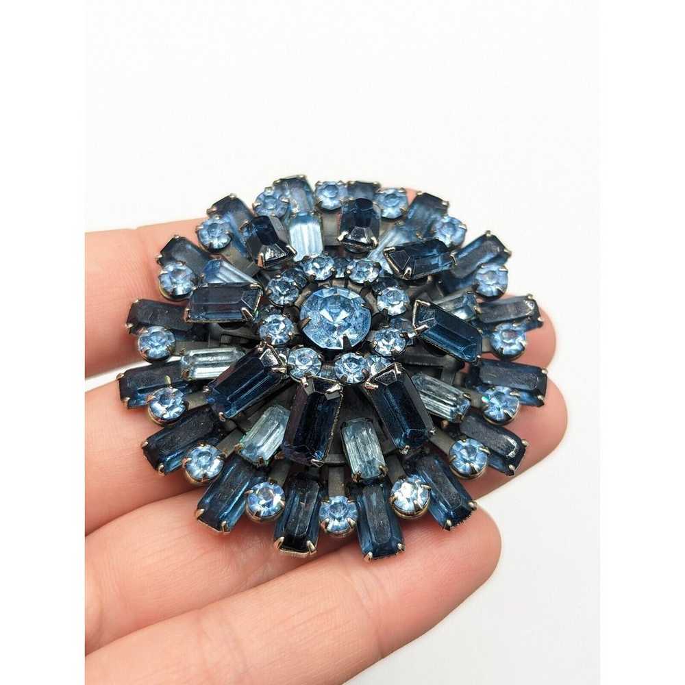 Vintage Blue Hues Round Baguette Rhinestone Layer… - image 3