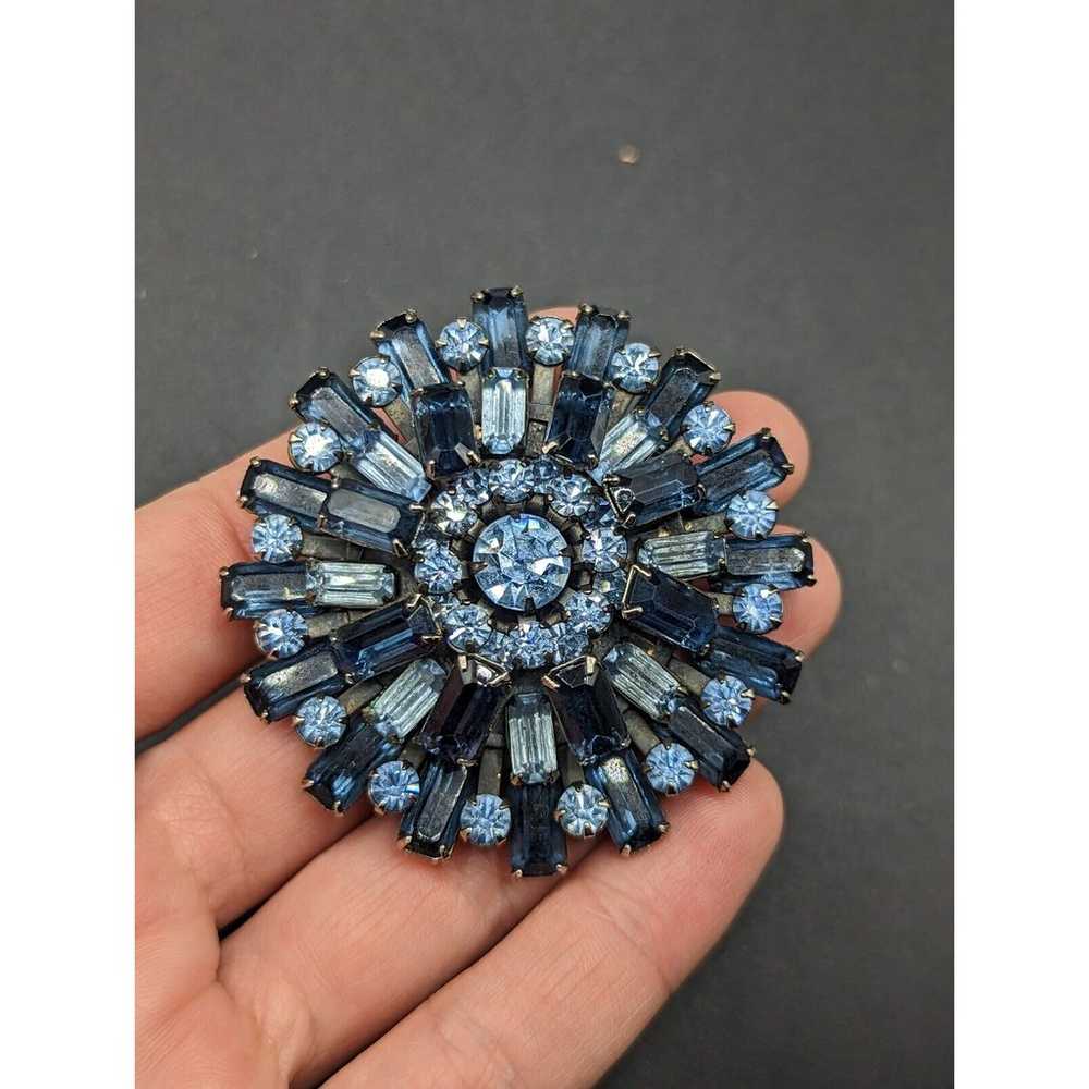 Vintage Blue Hues Round Baguette Rhinestone Layer… - image 5