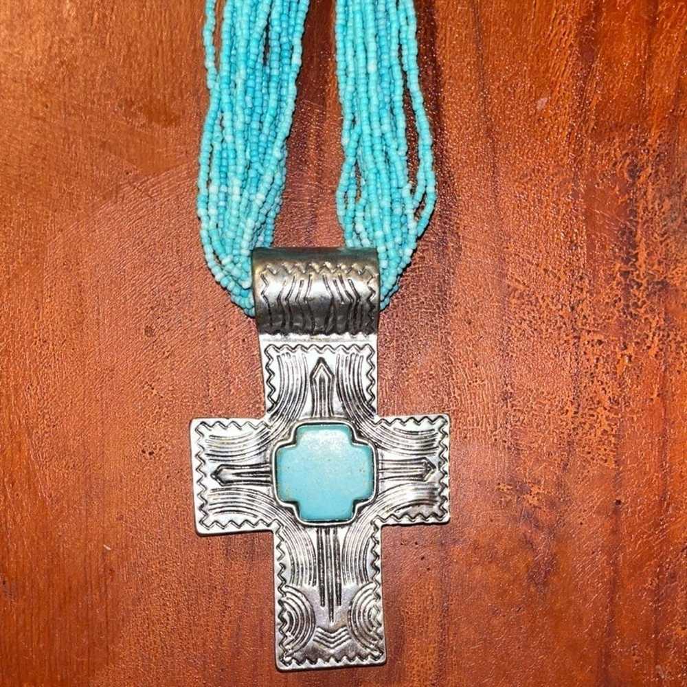 Beaded Cross necklace - image 1