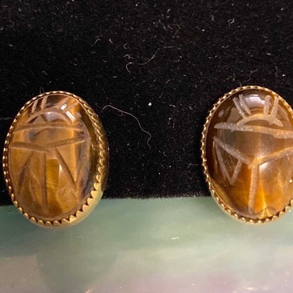 Vintage Bart Cassell scarab screw back earrings - image 1