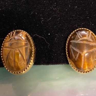 Vintage Bart Cassell scarab screw back earrings - image 1