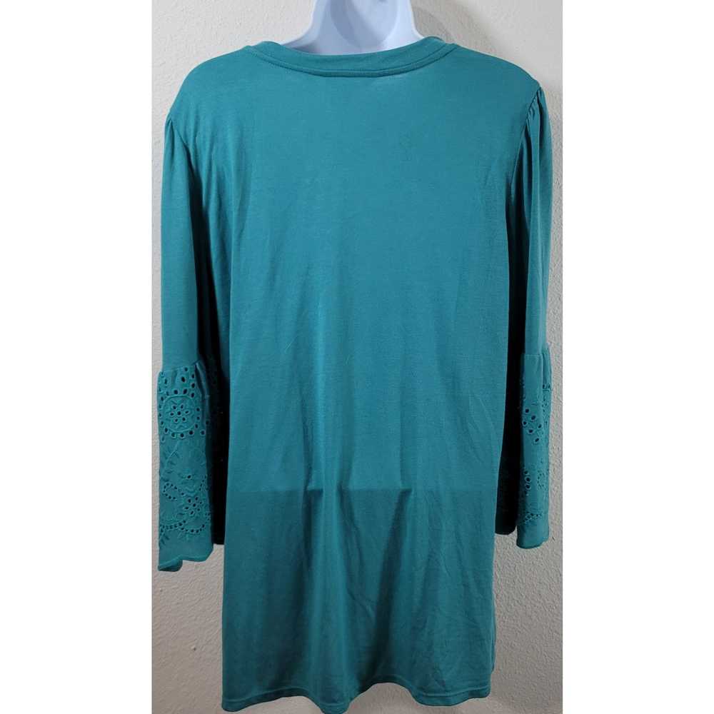 Other Time And Tru Teal Eyelet Bell 3/4 Sleeves T… - image 6