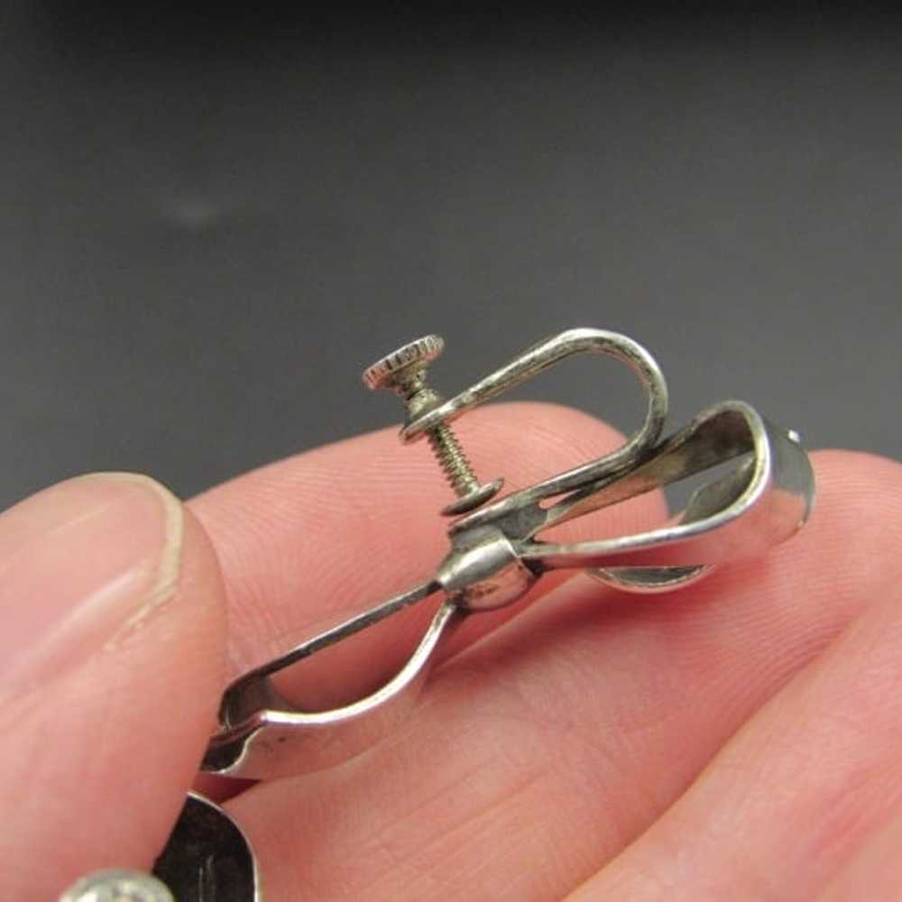 Sterling Rustic Bow Screw On Earrings - image 5