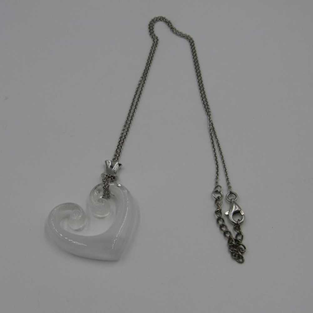 18" Sterling Silver White Heart Necklace - image 2