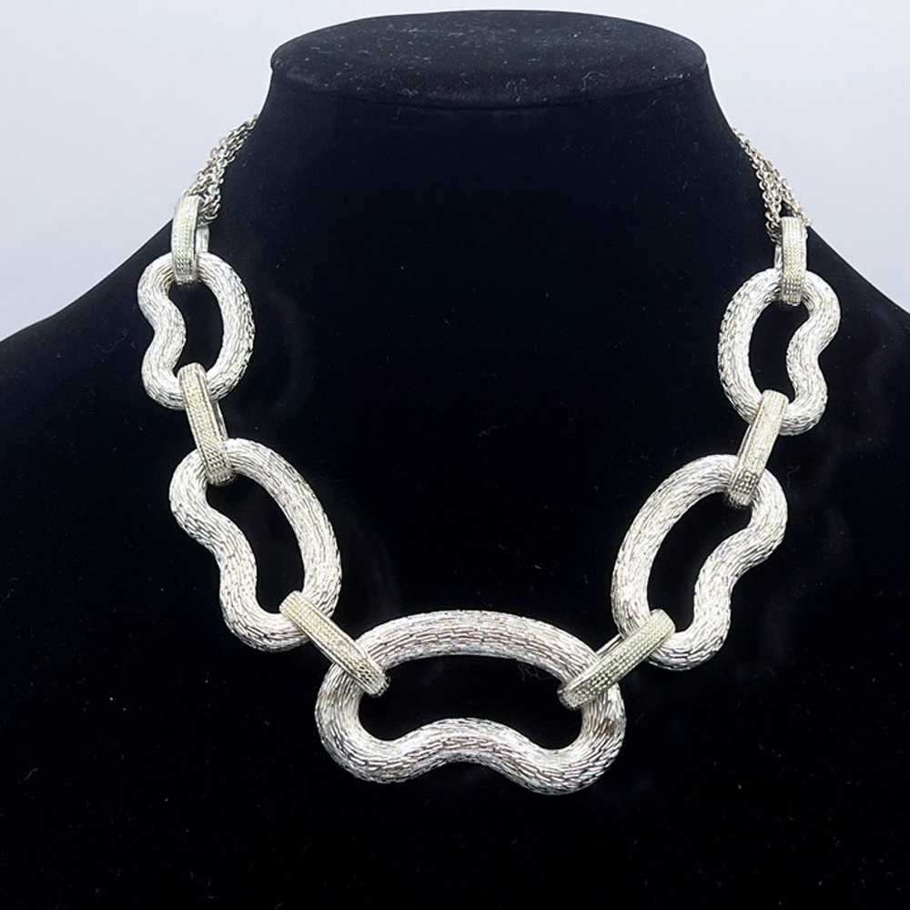 Vintage Silver Tone Necklaces, bracelet, earrings… - image 2