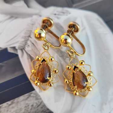 Vintage Sorrento 12k Gold Filled Tigers Eye Filig… - image 1