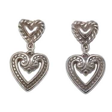 Brighton vintage scrolled hot moving heart pendant necklace and matching earrings