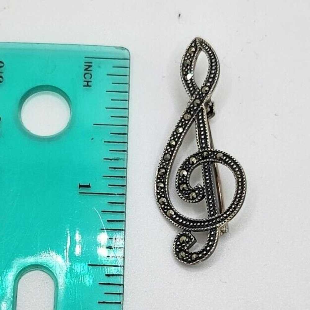 Vintage Sterling Silver & Marcasite Large Treble … - image 9