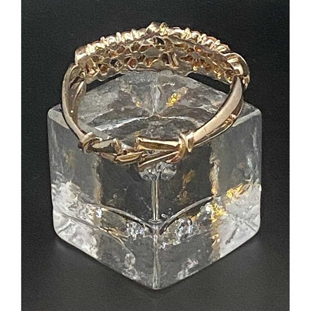 Coro Gold Tone Panel Link Bracelet Clear Rhinesto… - image 2