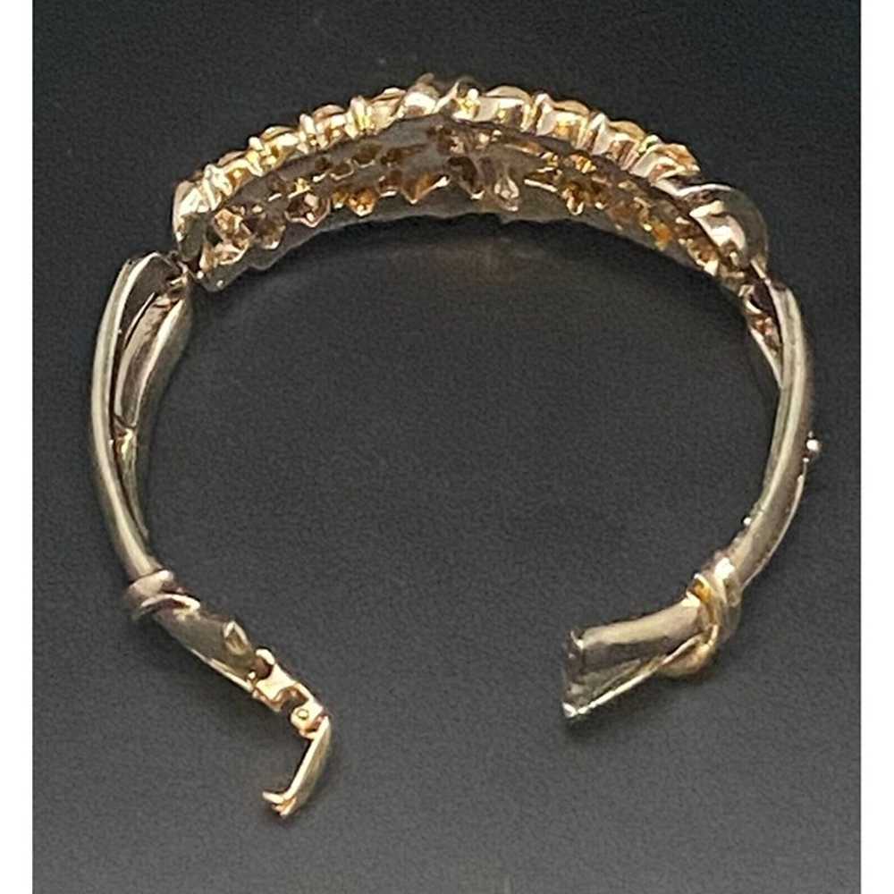 Coro Gold Tone Panel Link Bracelet Clear Rhinesto… - image 3