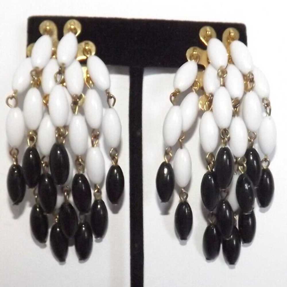 Vintage Waterfall Lucite Beaded Dangle Clip On Ea… - image 10