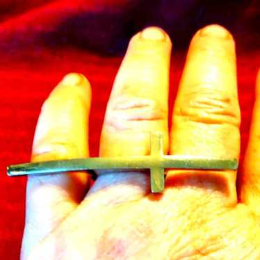 Beautiful religious vintage silver cross ring siz… - image 1