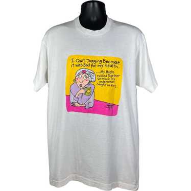 Vintage Vintage "I Quite Jogging..." Humor Tee 90s - image 1