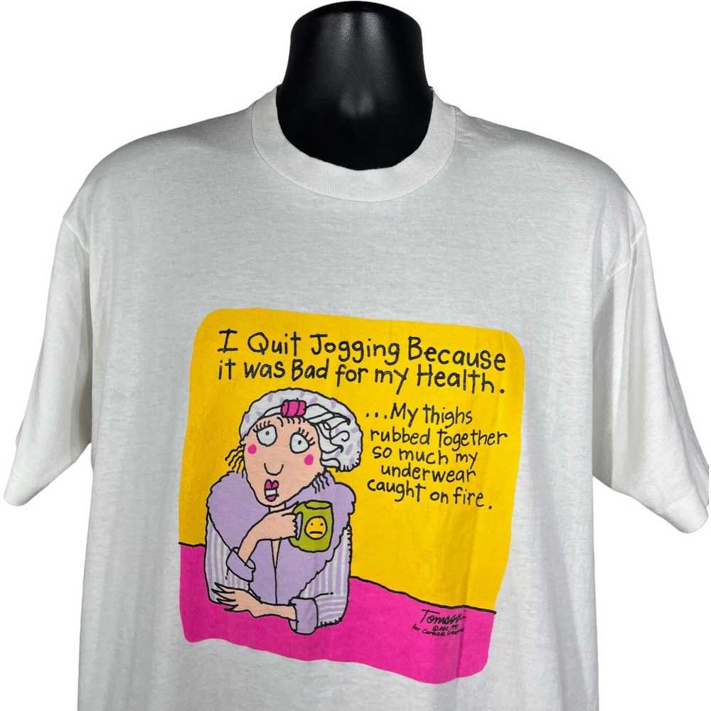 Vintage Vintage "I Quite Jogging..." Humor Tee 90s - image 2