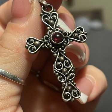 Gothic style STERLING/AMETHYST cross - image 1