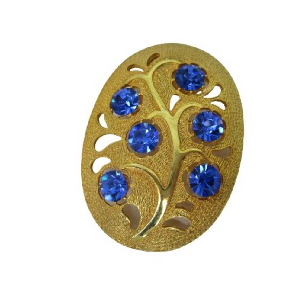 Stunning Vintage Vitali Oval Cutout Brooch Gold T… - image 1