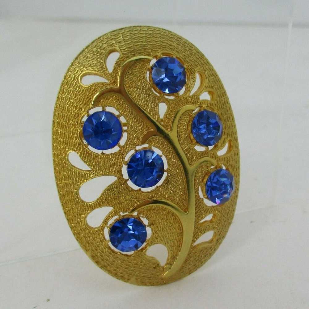 Stunning Vintage Vitali Oval Cutout Brooch Gold T… - image 2