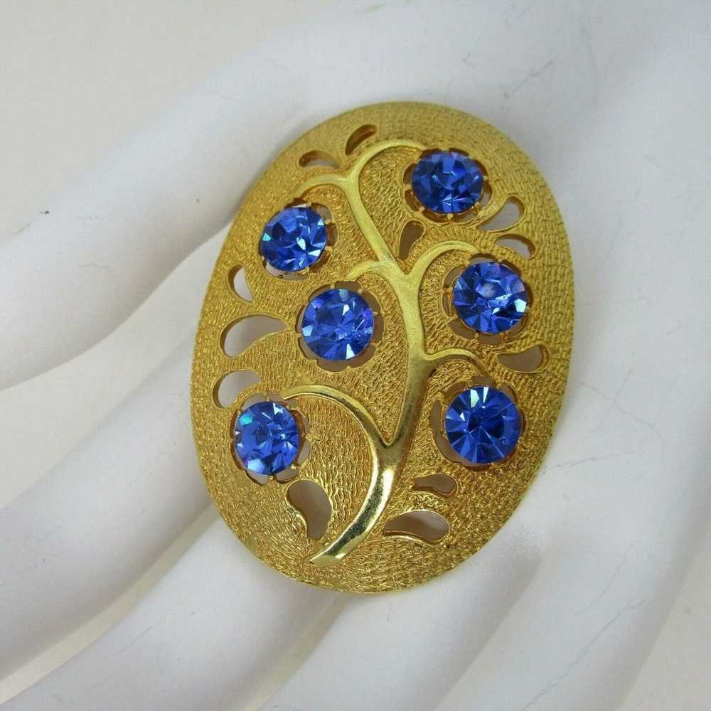 Stunning Vintage Vitali Oval Cutout Brooch Gold T… - image 4