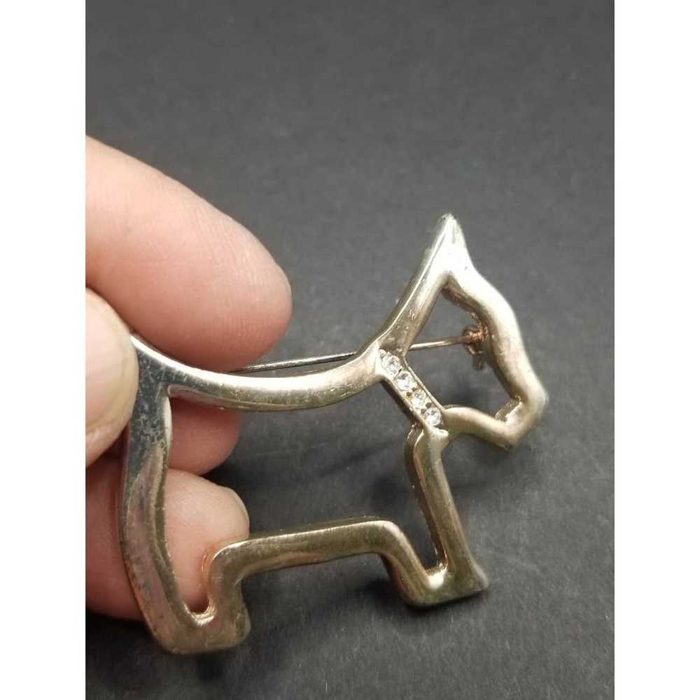 Sterling silver Scottie dog earring and metal pin… - image 4