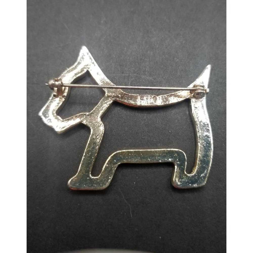 Sterling silver Scottie dog earring and metal pin… - image 5