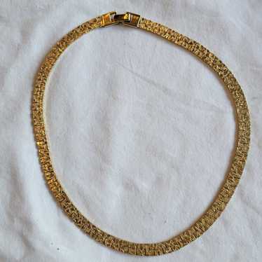 Vtg Herringbone Gold tone Nugget 18" Chain Neckla… - image 1