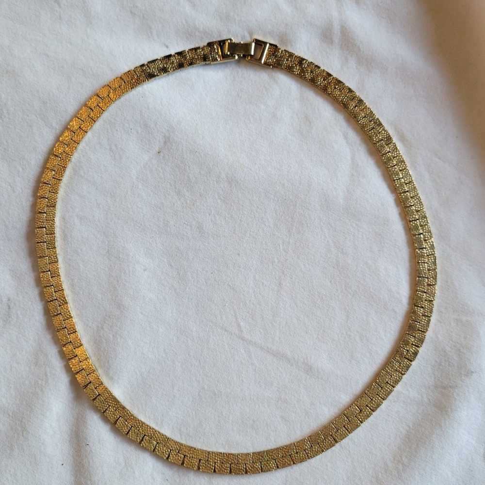 Vtg Herringbone Gold tone Nugget 18" Chain Neckla… - image 2