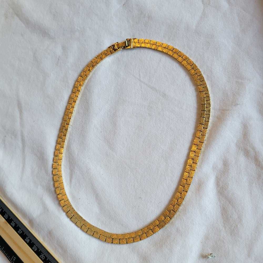 Vtg Herringbone Gold tone Nugget 18" Chain Neckla… - image 4