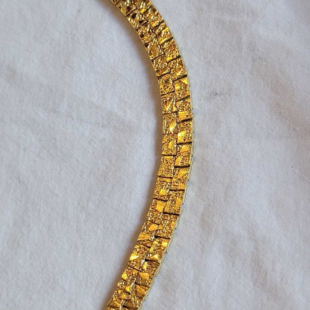 Vtg Herringbone Gold tone Nugget 18" Chain Neckla… - image 6