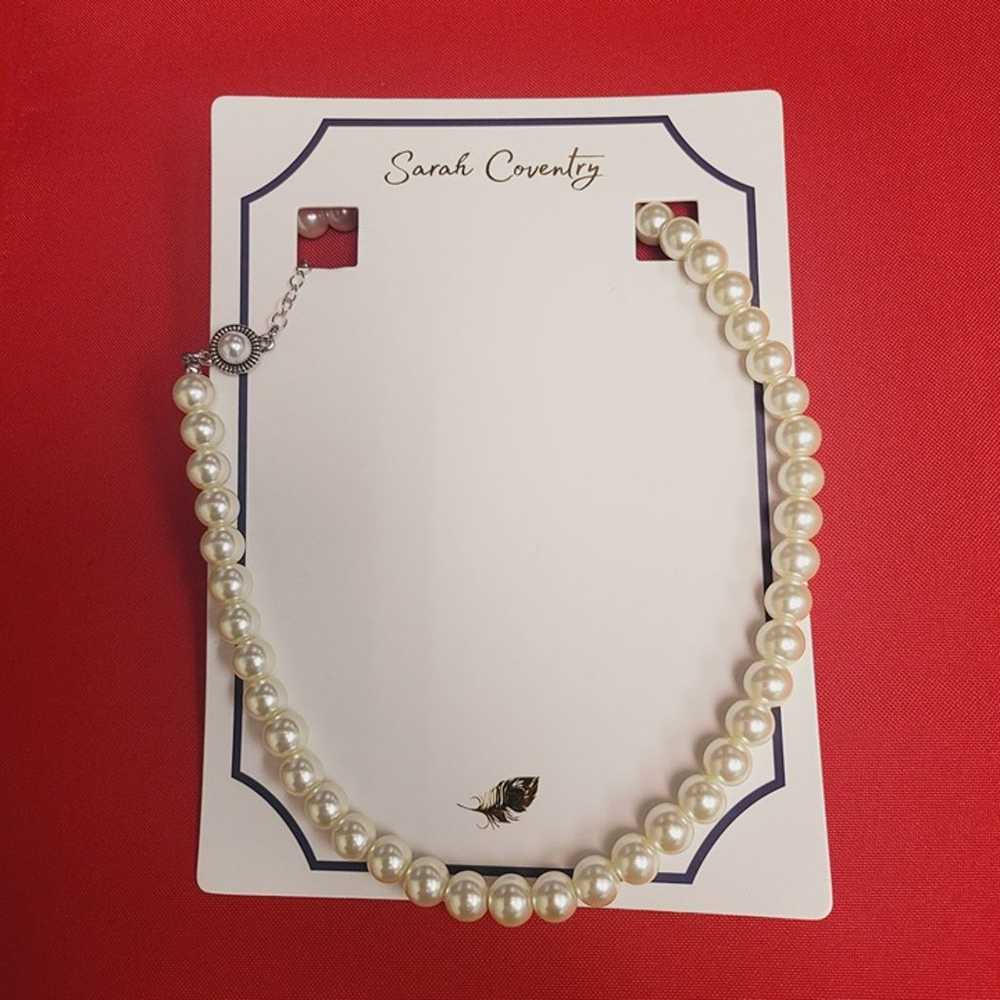 Vintage Sarah Coventry Faux Pearl Necklace Silver… - image 1