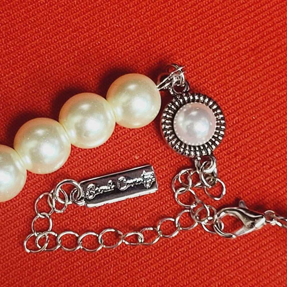 Vintage Sarah Coventry Faux Pearl Necklace Silver… - image 3