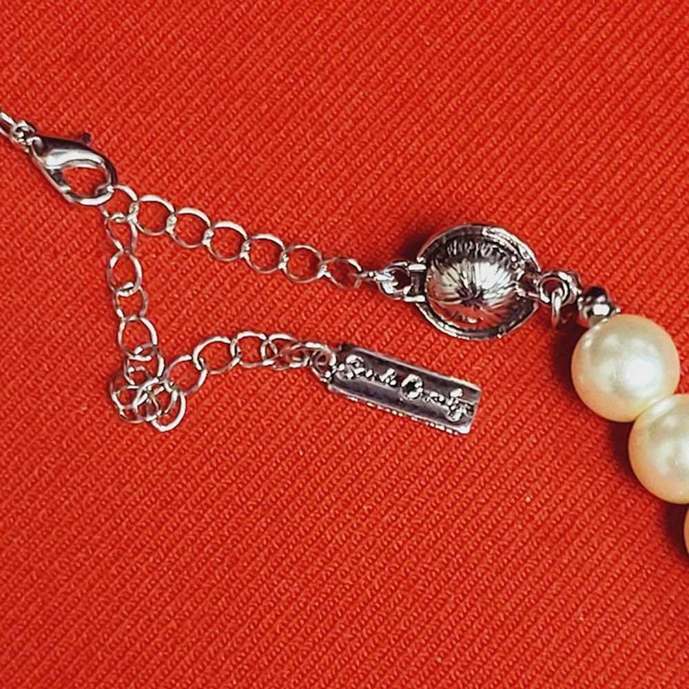 Vintage Sarah Coventry Faux Pearl Necklace Silver… - image 4