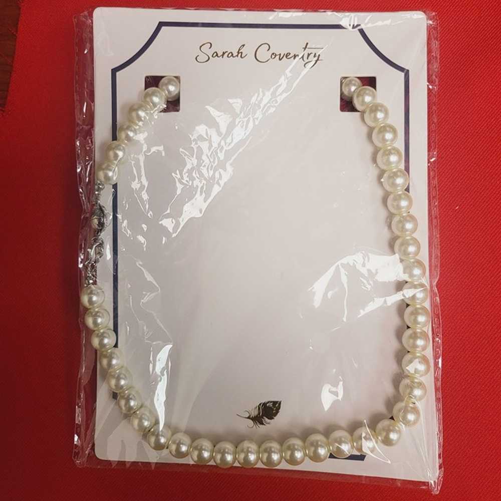 Vintage Sarah Coventry Faux Pearl Necklace Silver… - image 9