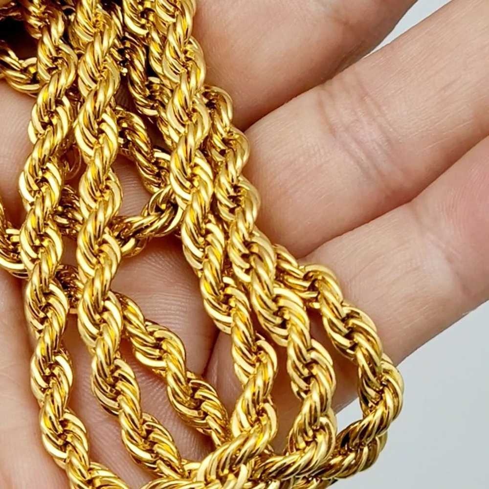 Vintage Monet French Rope Chain Necklace 30" Gold… - image 2