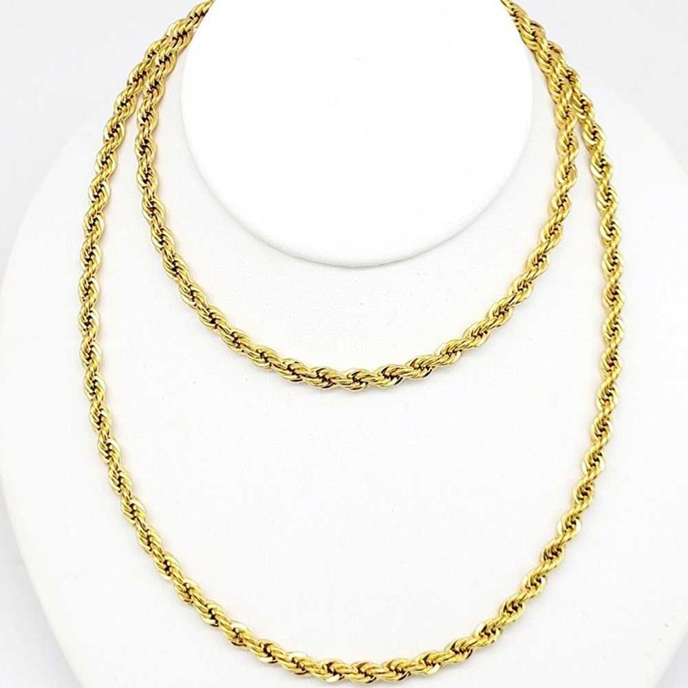 Vintage Monet French Rope Chain Necklace 30" Gold… - image 3