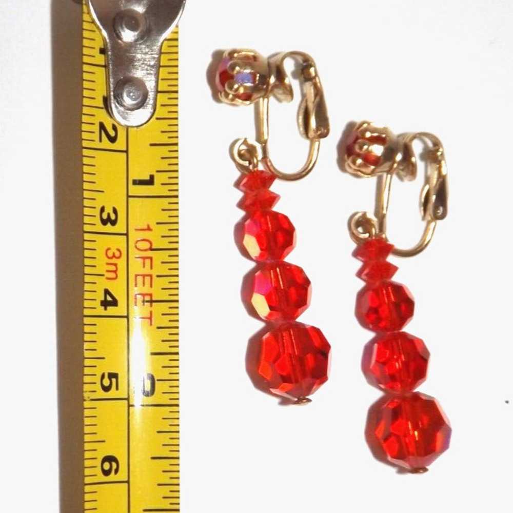 Vintage Tangerine Orange & Faceted AB Glass Bead … - image 2