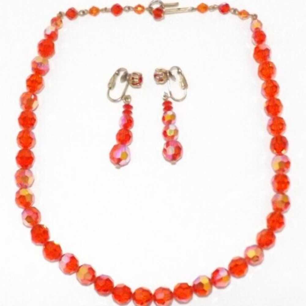 Vintage Tangerine Orange & Faceted AB Glass Bead … - image 5