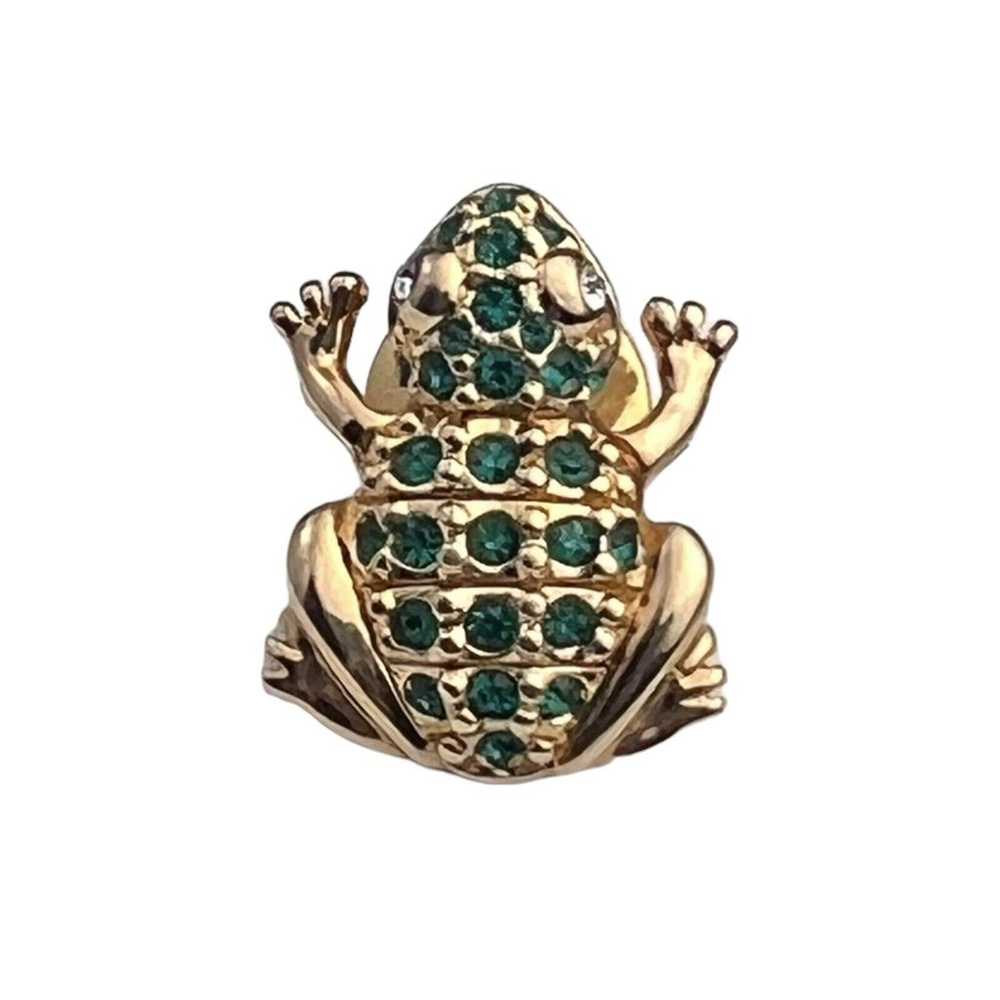 Vintage SAL Swarovski Frog Toad Lapel Pin Tie Tac… - image 1