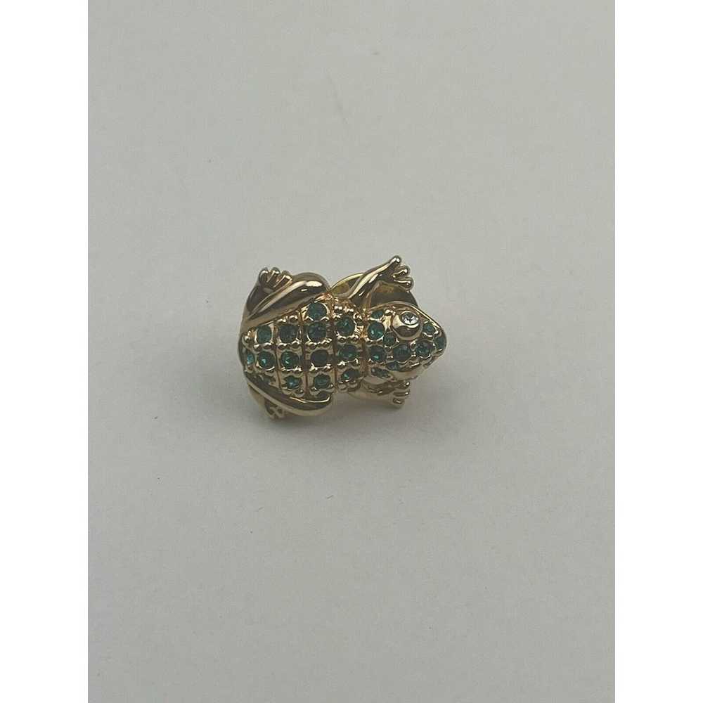 Vintage SAL Swarovski Frog Toad Lapel Pin Tie Tac… - image 3