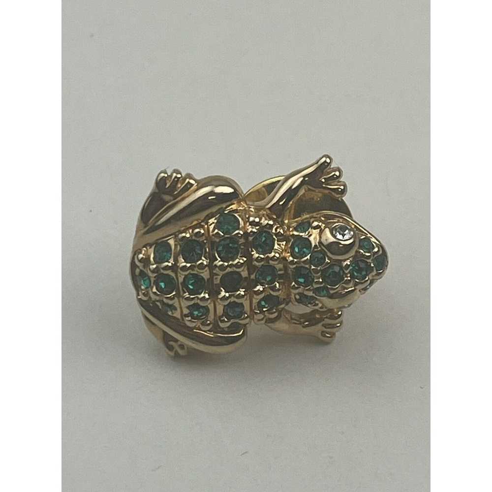 Vintage SAL Swarovski Frog Toad Lapel Pin Tie Tac… - image 4