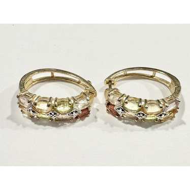 .925 Sterling Silver Gold Tone Earrings Gemstones - image 1