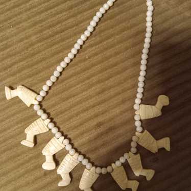 Antique bone carved neclace vintage - image 1