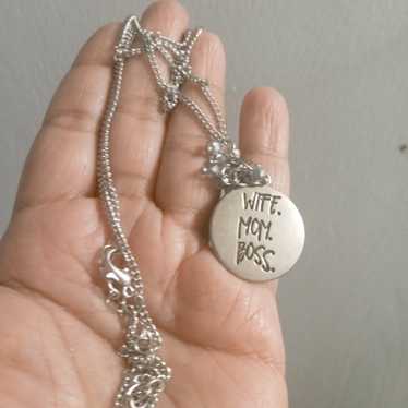 Vintage wife mom boss necklace