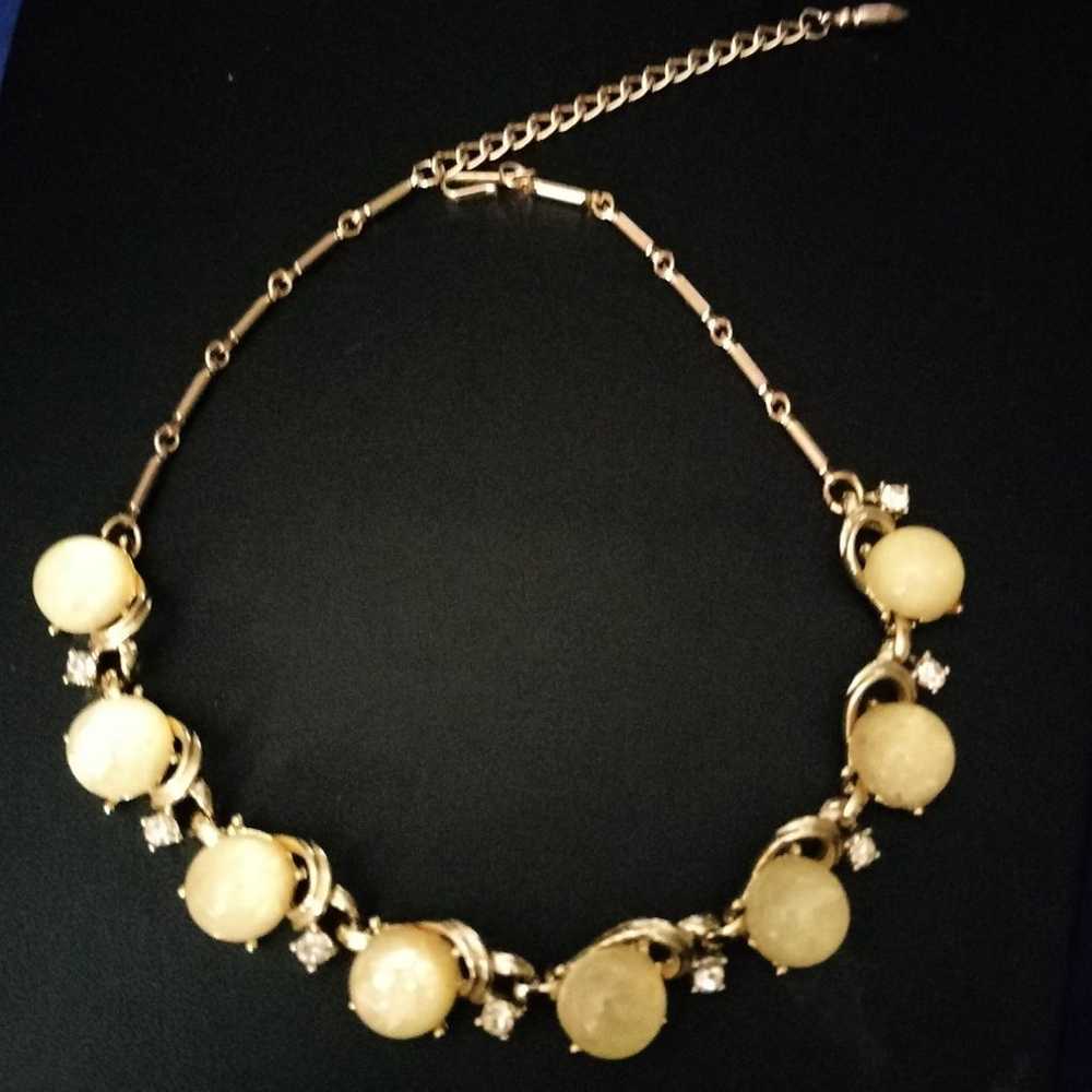 Vintage 1950 Yellow Moonstone Choker by Coro - image 1